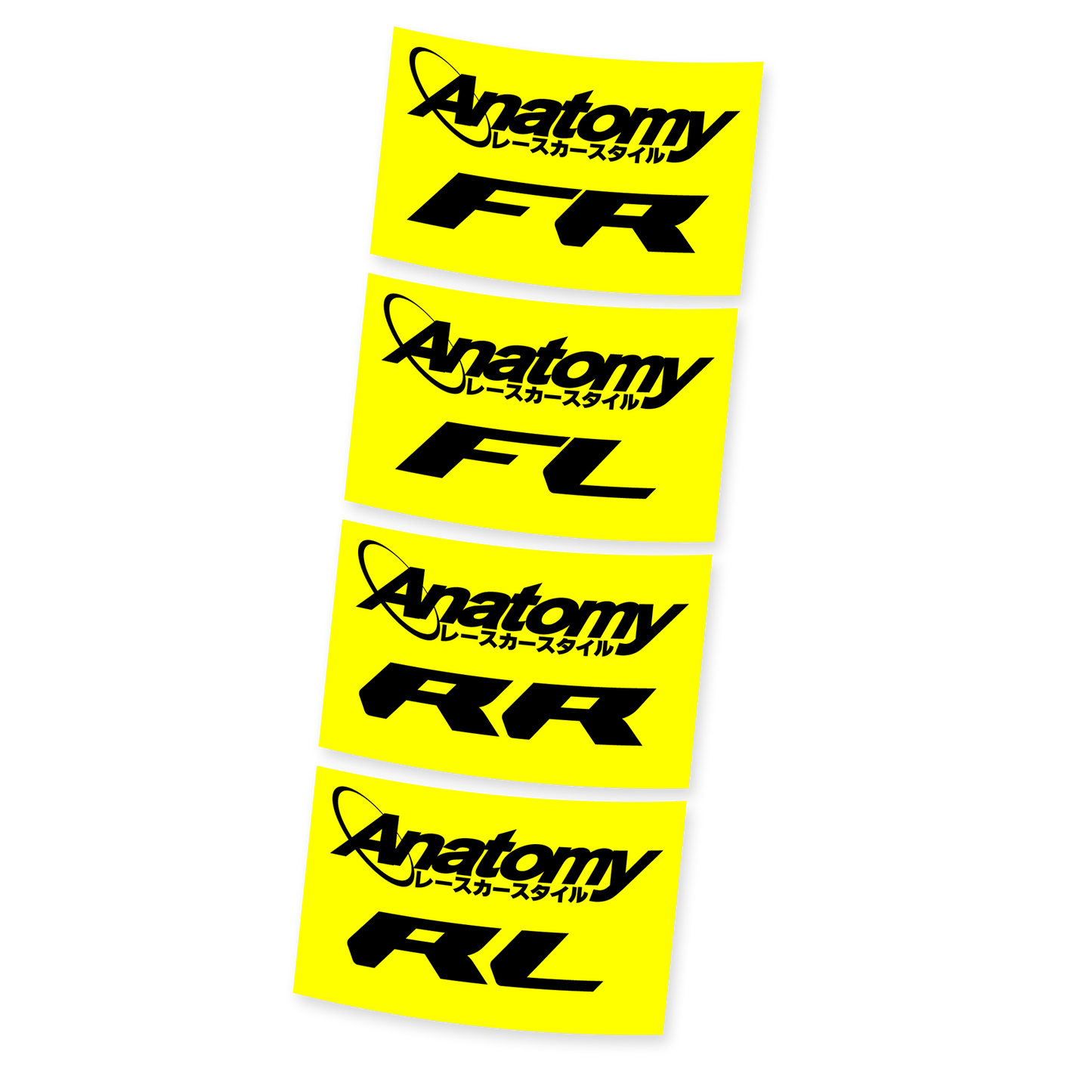 4 WHEEL DECALS FOR TIRE/WHEEL LOCATION  FR, FL, RR, RL  USED FOR TIRE USAGE AND WHEEL ROTATION