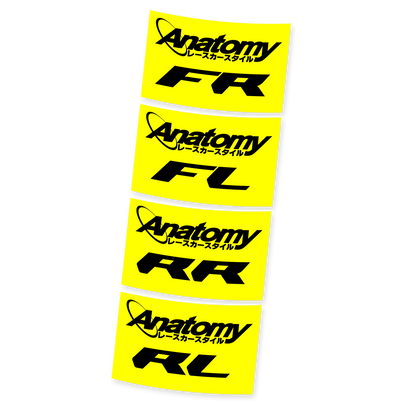 4 WHEEL DECALS FOR TIRE/WHEEL LOCATION  FR, FL, RR, RL  USED FOR TIRE USAGE AND WHEEL ROTATION